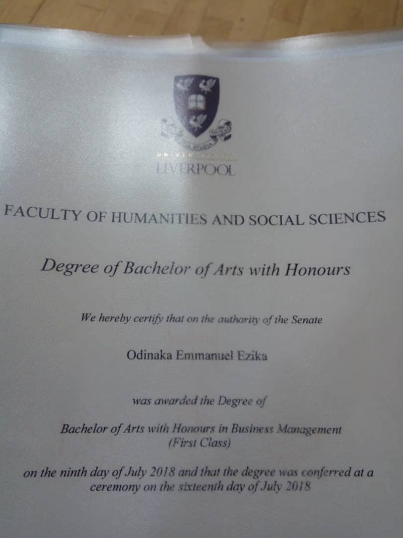 1st Class Honours Degrees in Law and in Business Management University of Liverpool Grundtvig